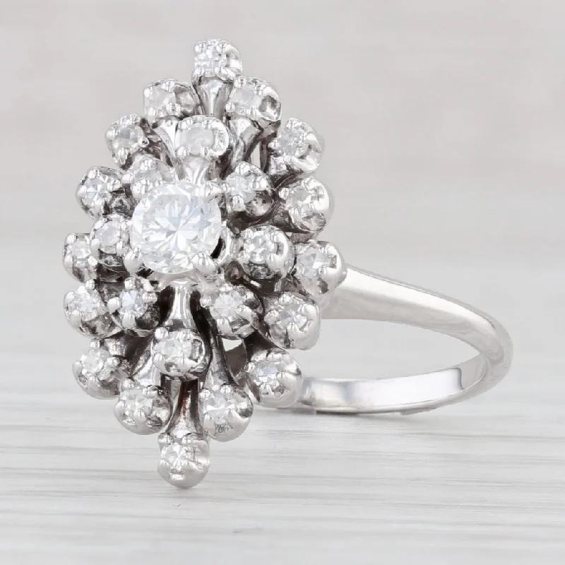 artistic handmade ladies engagement rings-0.50ctw VS Diamond Cluster Engagement Ring 14k White Gold Size 6.75