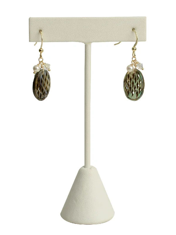 dainty chain ladies earrings-Abalone Filigree Earrings