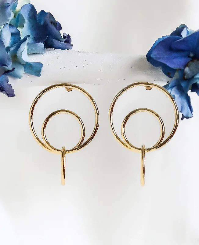 oval moonstone ladies earrings-OLI Loop Earrings