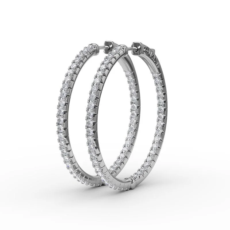 double-layer ladies earrings-2.10ct Diamond Hoop Earrings ER4895