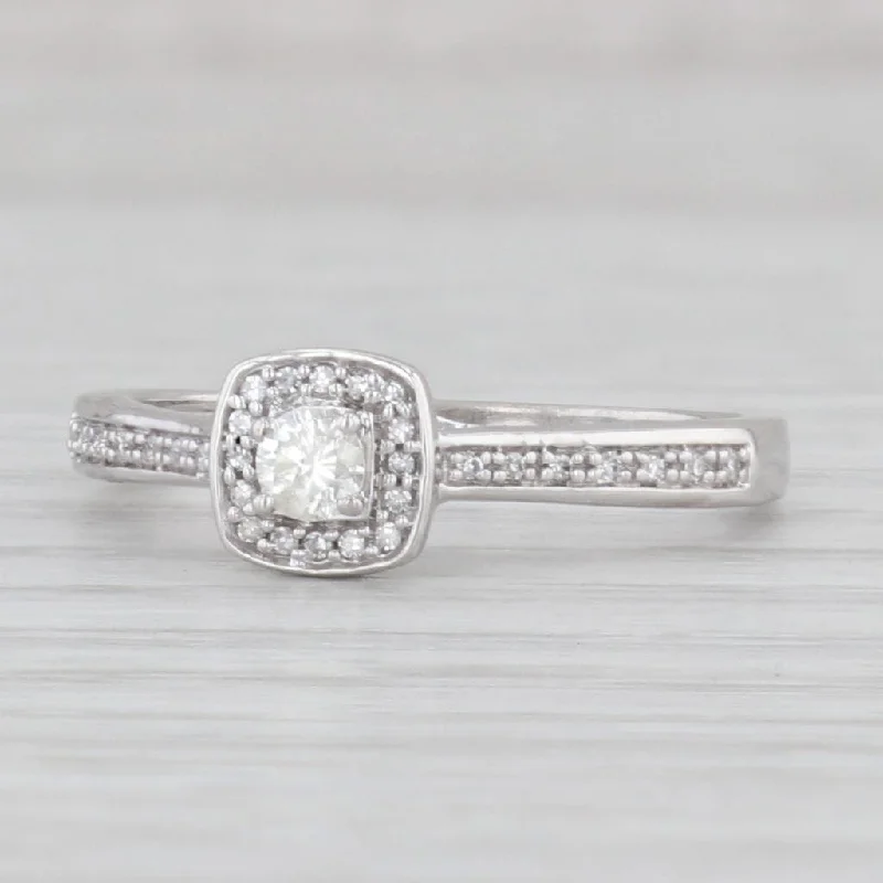 antique Victorian ladies engagement rings-0.15ctw Diamond Halo Engagement Ring 10k White Gold Size 7