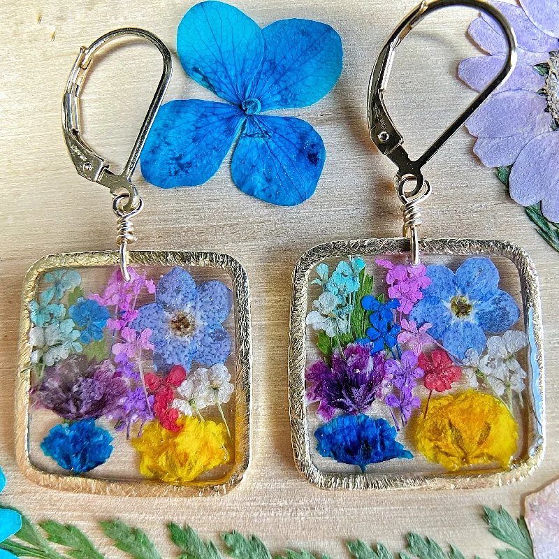 handmade beaded ladies earrings-Colorful Botanical Garden Earrings - BG61