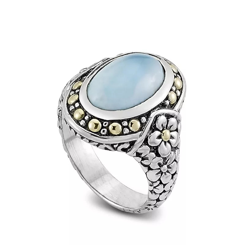 white sapphire ladies ring-Ijen Ring- Larimar