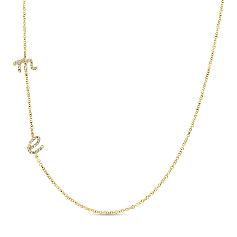 fine jewelry ladies necklace-Diamond Asymmetrical Script Initial Necklace