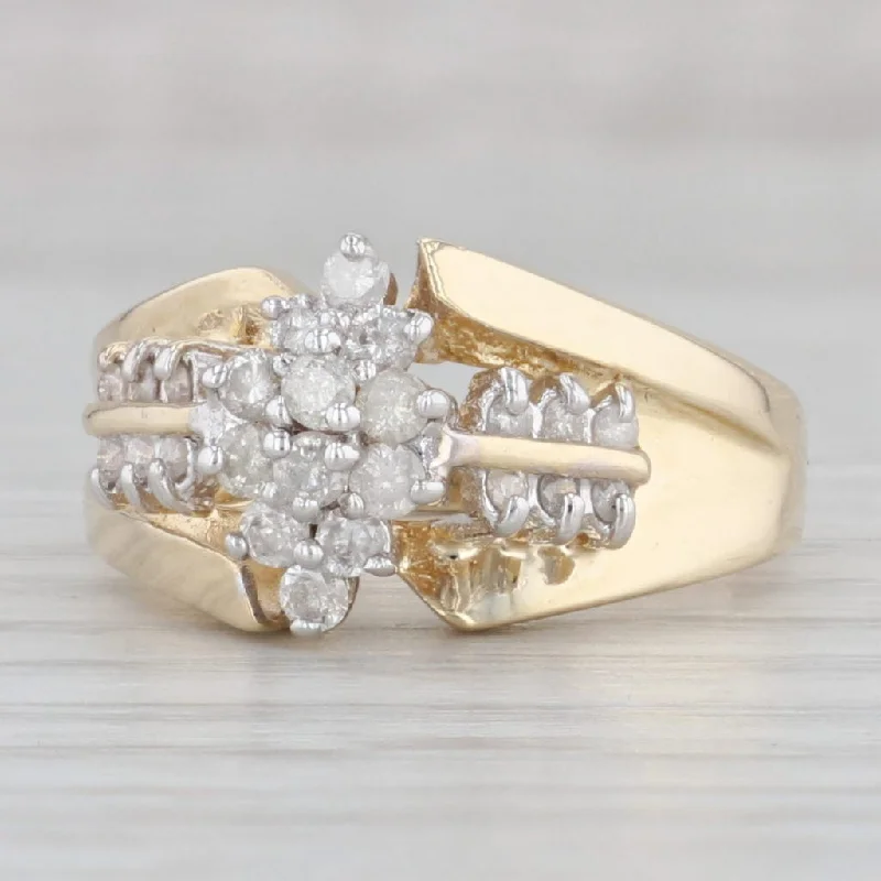 handcrafted ladies engagement rings-0.44ctw Diamond Cluster Engagement Ring 10k Yellow Gold Size 6.75