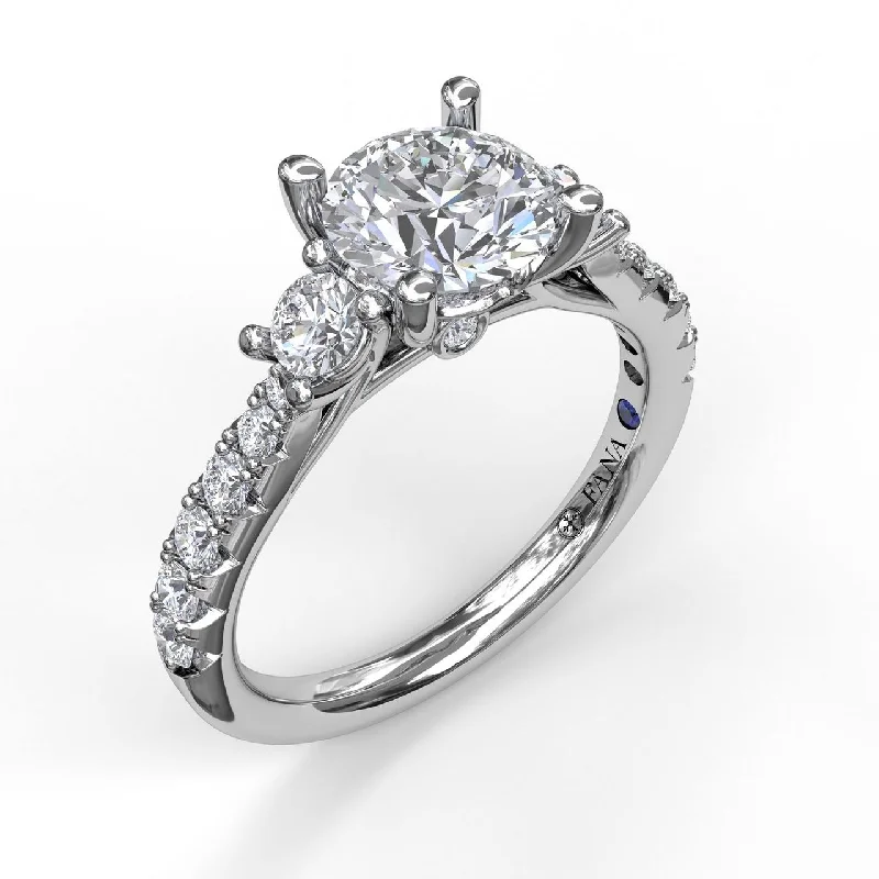 intricate band ladies engagement rings-Fana 14K White Gold and Diamond 3-Stone Engagement Ring