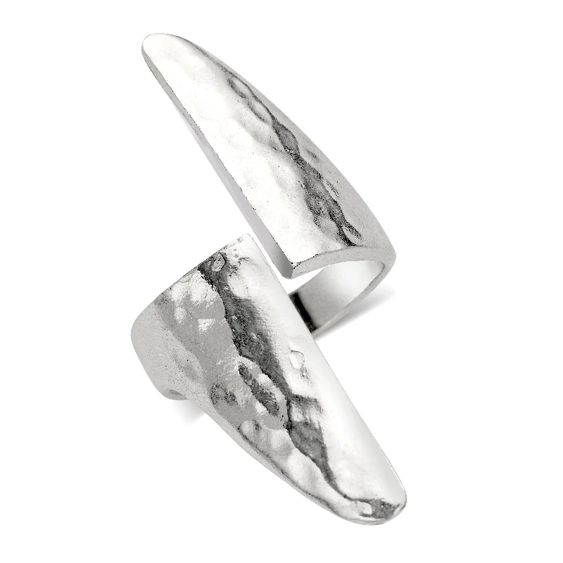 flower-shaped ladies ring-Long Wrap Open .925 Sterling Silver Ring