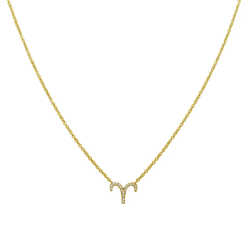 bar pendant ladies necklace-Diamond Zodiac Necklace