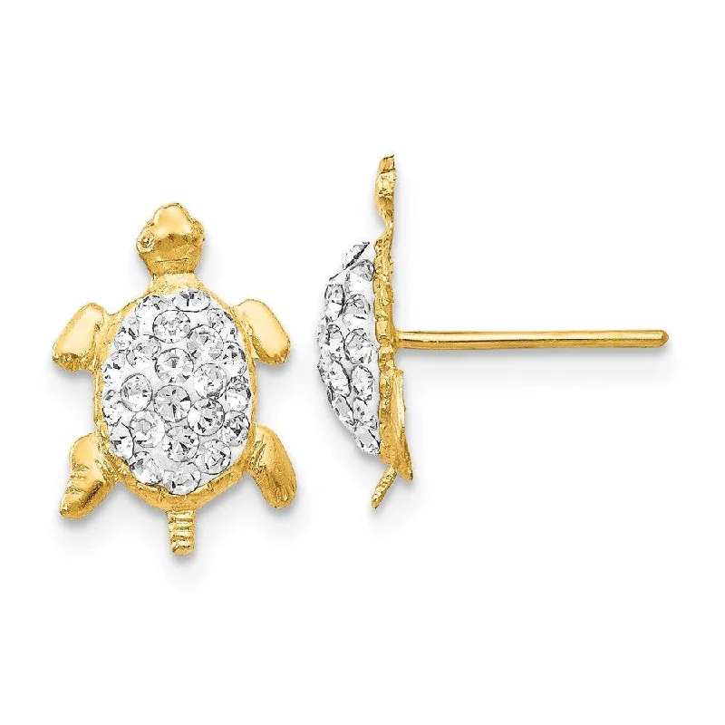 unique statement ladies earrings-14k Crystal White Turtle Post Earrings