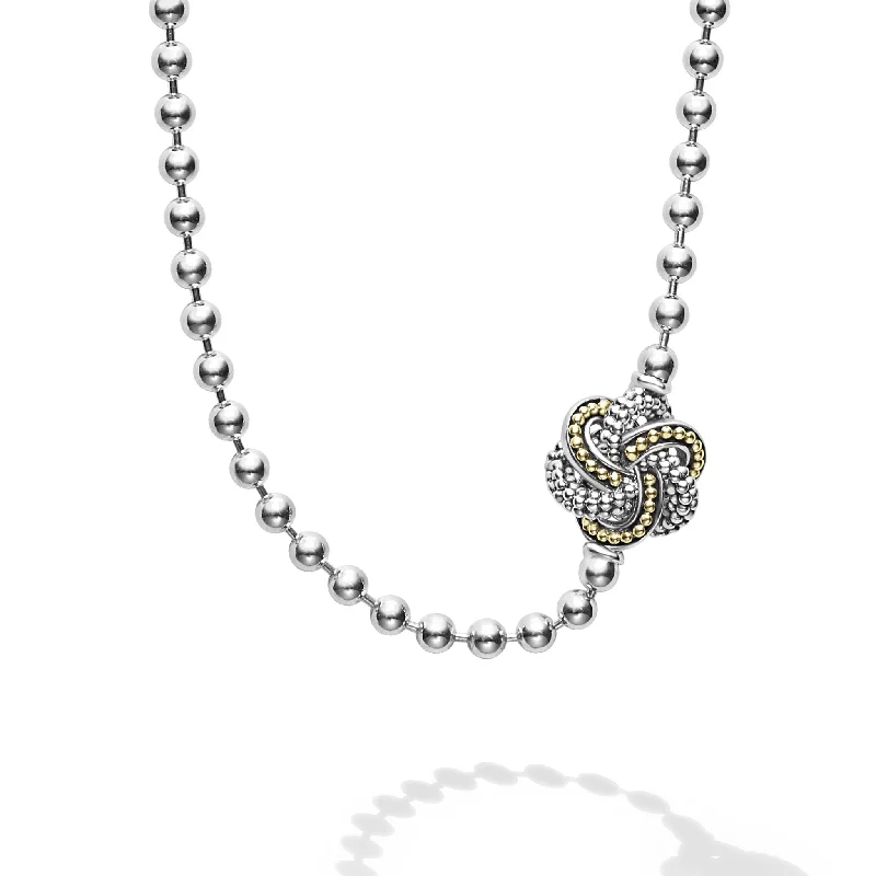 minimalist charm ladies necklace-Five Station Two-Tone Love Knot Necklace