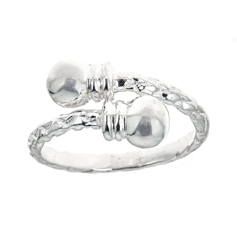 push-lock ladies ring-Better Jewelry Double Halo Ends .925 Sterling Silver West Indian Style Ring