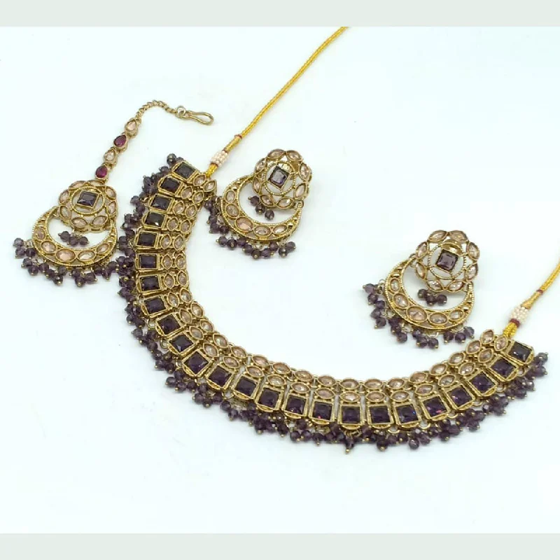 personalized name ladies necklace-Manisha Jewellery Kundan Stone Gold Plated Necklace Set