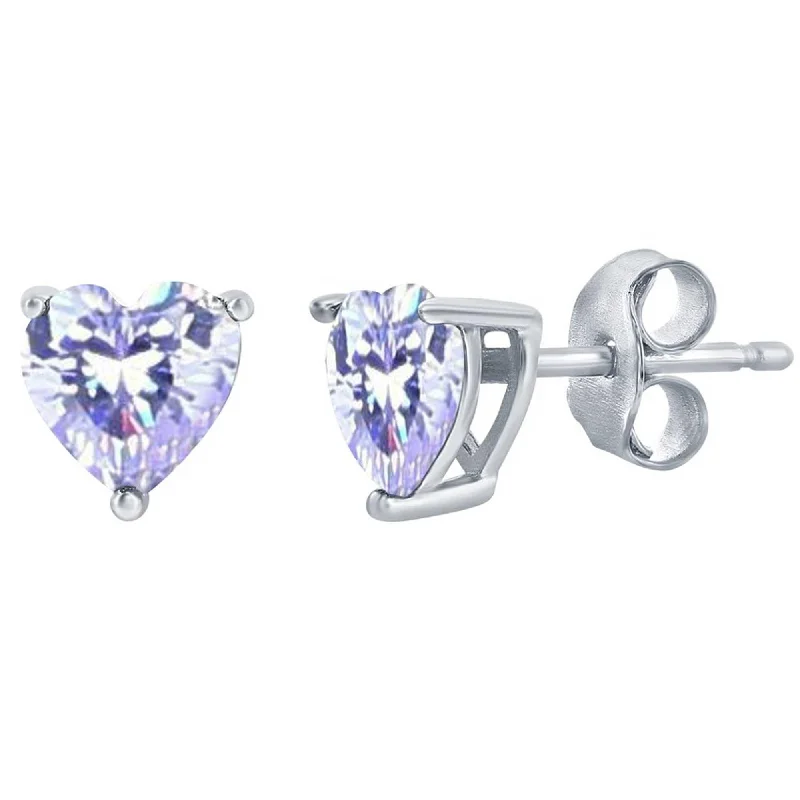 astrology sign ladies earrings-Classic Women's Earrings - SS Light Amethyst "June" Heart Perciosa Crystal | D-8422