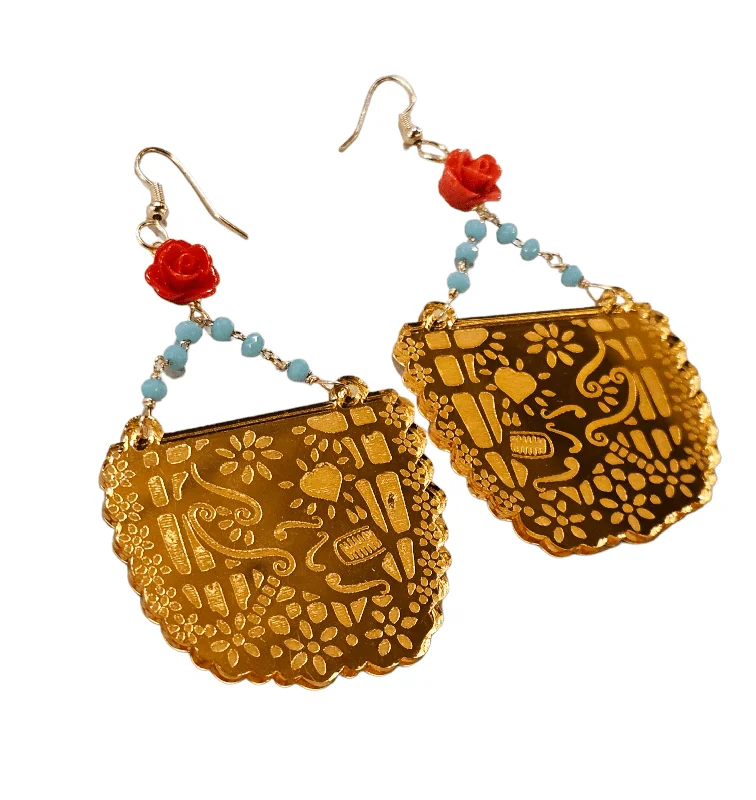 tree of life ladies earrings-Papel Picado Crystal Earrings