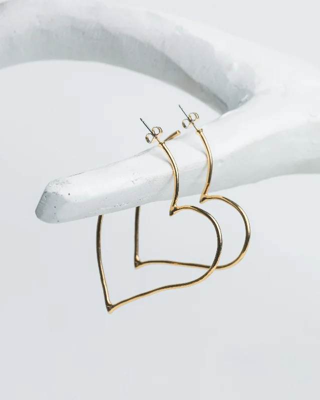 huggie ladies earrings-SKYE OPEN HEART HOOP EARRINGS