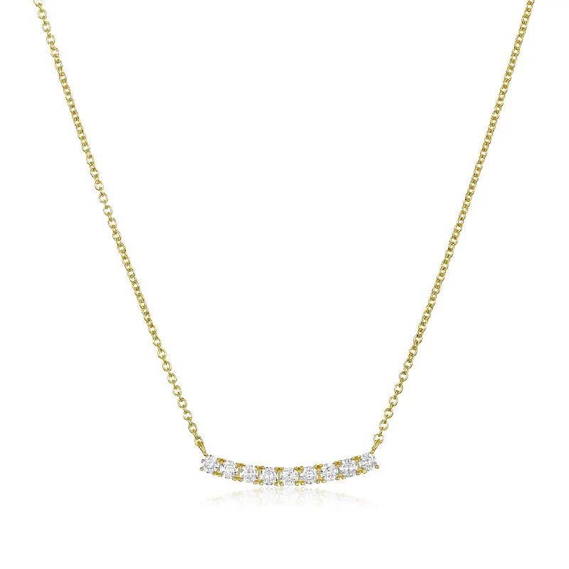 geometric shape ladies necklace-Pave Curve Necklace