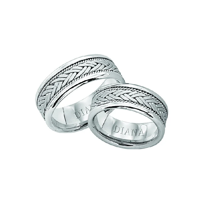 layered ladies ring-14K White Gold 8.5mm Woven Ring Size10