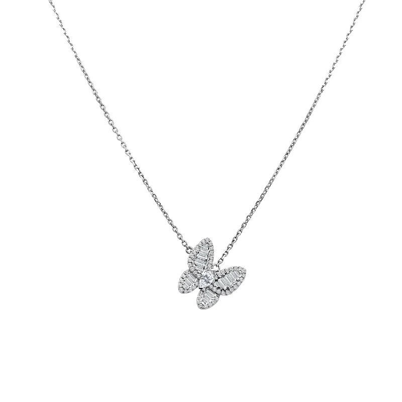 push-lock ladies necklace-Diamond Mosaic Butterfly Necklace