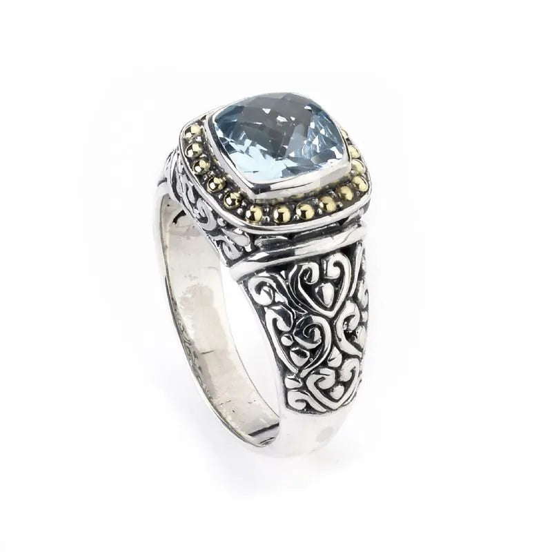 bohemian turquoise ladies ring-Zion Ring- Blue Topaz