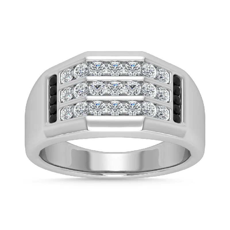 classic diamond solitaire ring-Diamond 3/4 Ct.Tw. Mens Fashion Ring in 14K White Gold