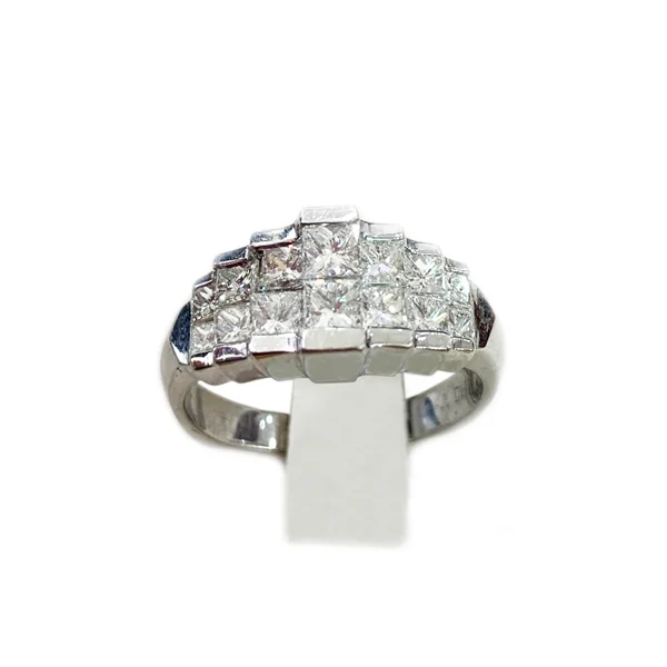 double-band ladies ring-14k White Gold Diamond Ring