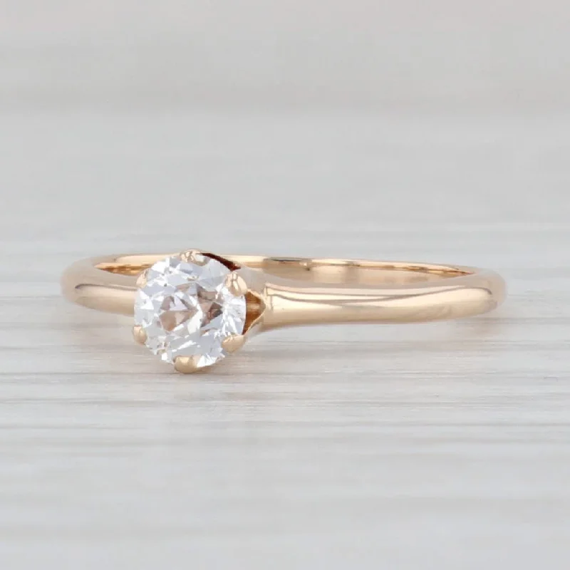 minimalist ladies engagement rings-0.55ct Round Colorless Lab Created Sapphire Solitaire Ring 14k Gold Engagement