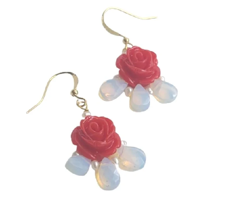 floral design ladies earrings-Rose Xochitl Earrings