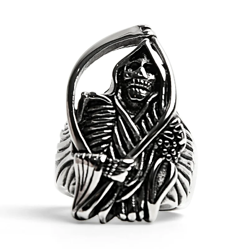 cubic zirconia ladies ring-Stainless Steel Grim Reaper Ring / SCR4068