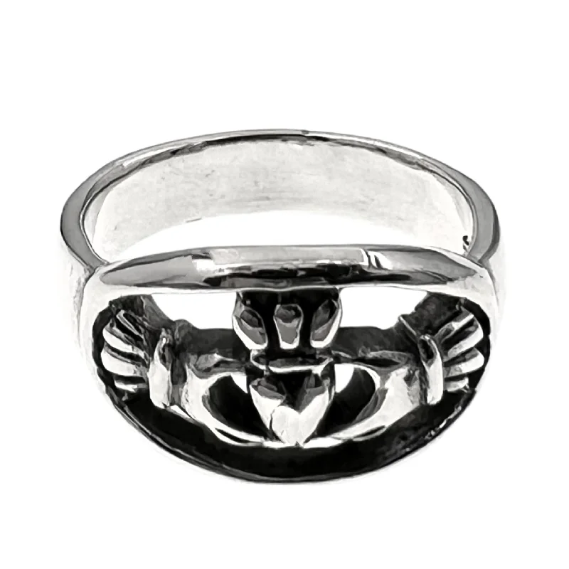 layered ladies ring-Sterling Silver Celtic Claddagh Ring / SSR0084