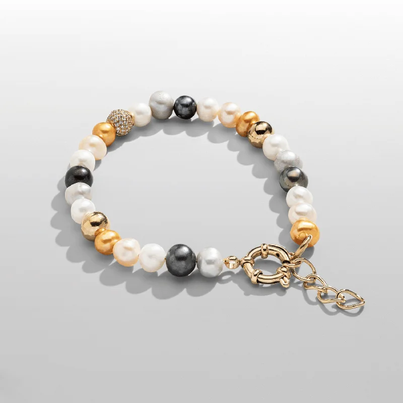 blue sapphire ladies bracelets & bangles-Rocco Real Pearl Bracelet (Gold)