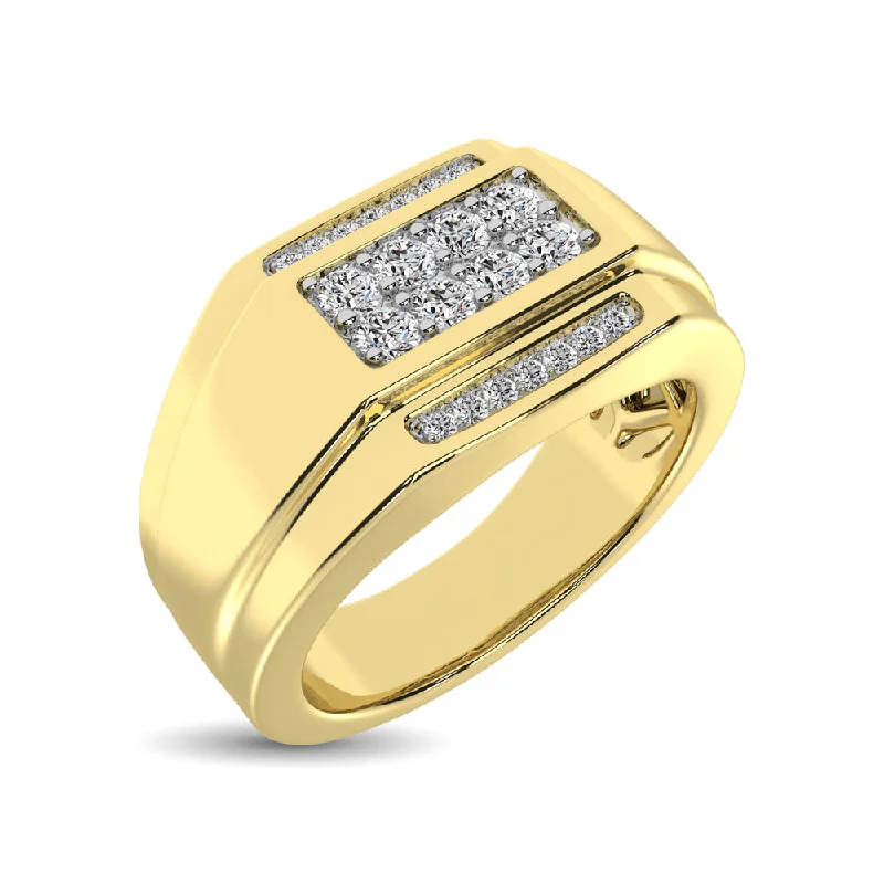 flower-shaped ladies ring-10K Yellow Gold 3/8 Ct.Tw. Diamond Gents Ring