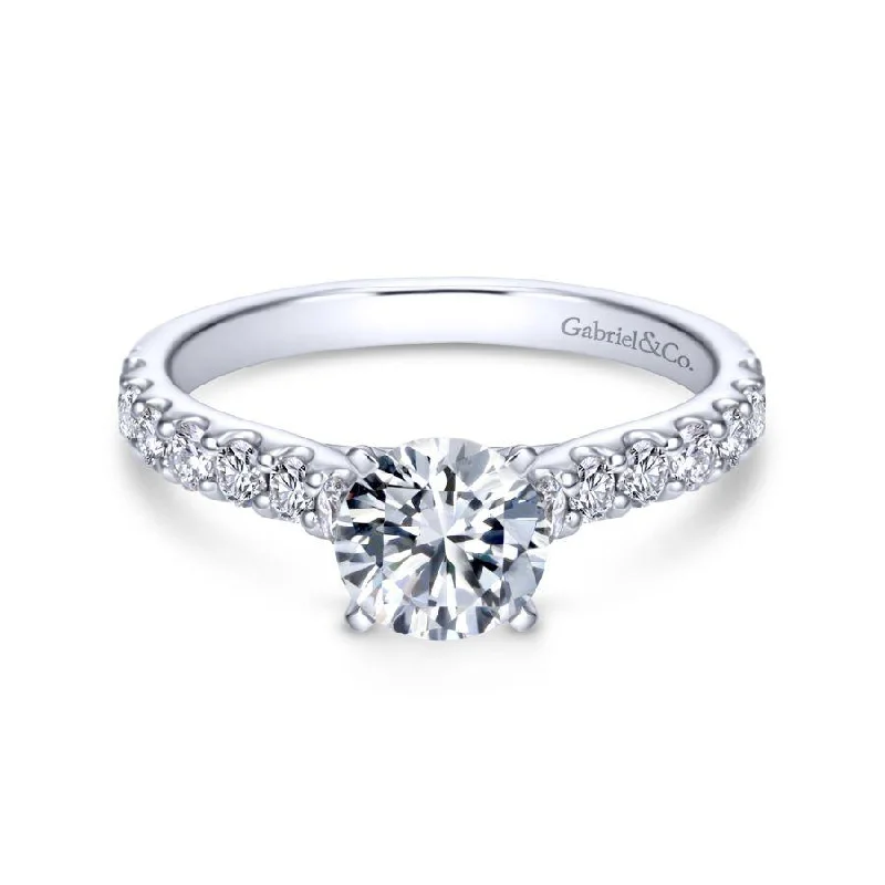 platinum ladies engagement rings-14K White Gold Round Diamond Engagement Ring