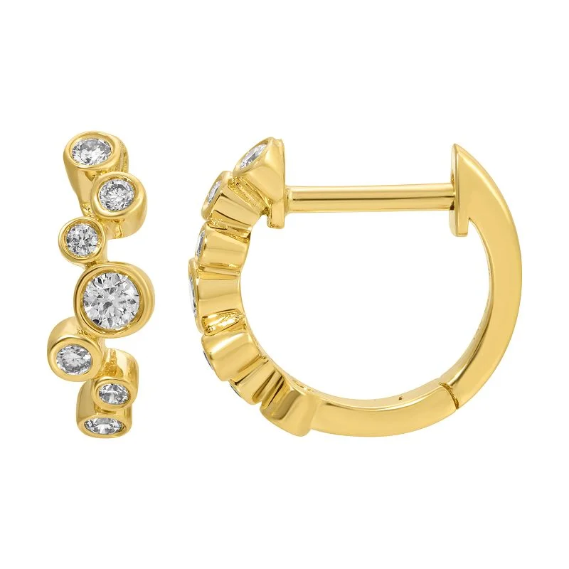 yellow gold delicate ladies earrings-ALYSON TRIPLE DIAMOND STUD EARRINGS