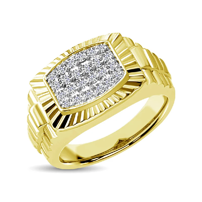 zodiac sign ladies ring-10K Yellow Gold 1/2 Ct.Tw. Diamond Mens Fashion Ring