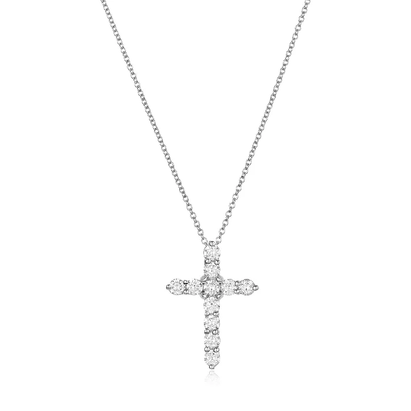 engraved heart ladies necklace-Diamond Cross Necklace