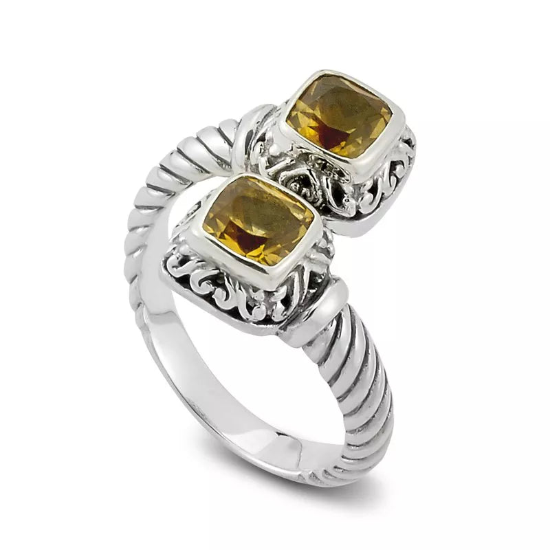 layered ladies ring-Guntur Ring- Citrine