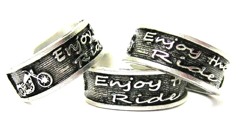 boho style ladies ring-Enjoy The Ride Sterling Silver Plated Unisex Cuff Ring