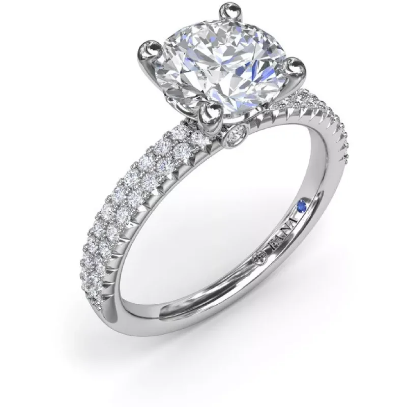 heart-shaped ladies engagement rings-Fana 14K White Gold Double Diamond Row Engagement Ring