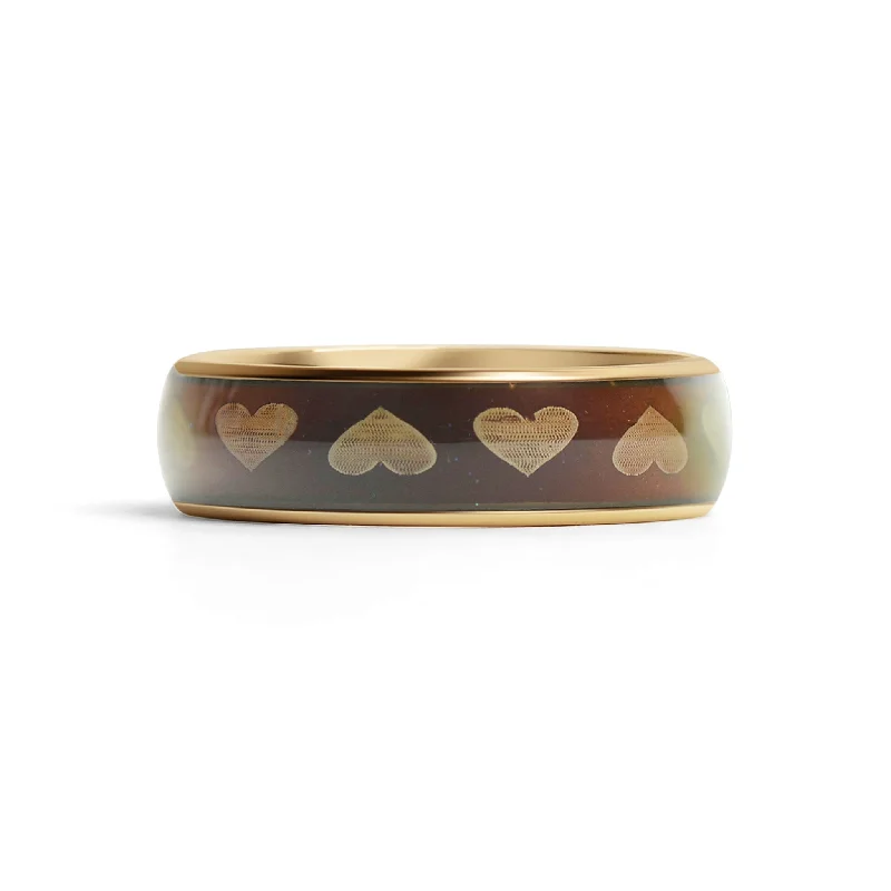 birthstone ladies ring-18k Gold PVD Coated Mood Band With Hearts Stainless Steel Ring / CFR9015