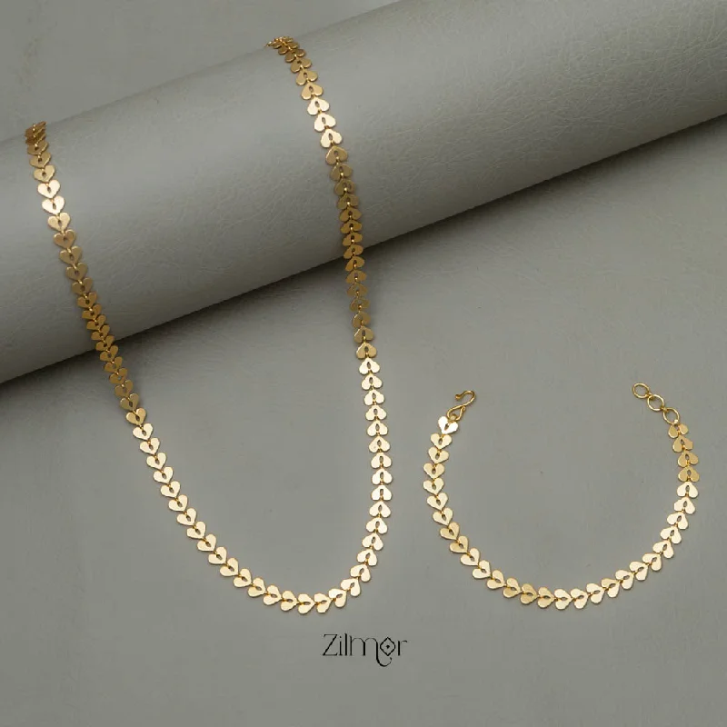 fine gold ladies bracelets & bangles-KY101769 - Gold Toned Necklace Bracelet Set