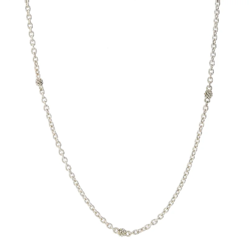 cubic zirconia ladies necklace-Lagos Sterling Silver Beaded Station Necklace