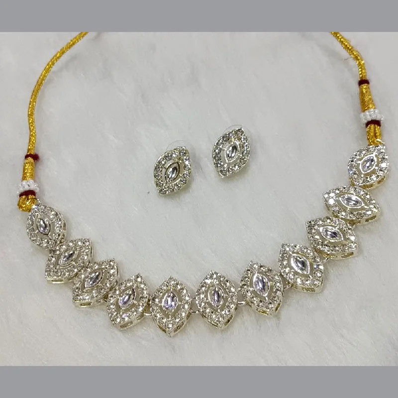 sterling silver charm ladies necklace-Manisha Jewellery  Gold Plated Crystal Stone Necklace Set