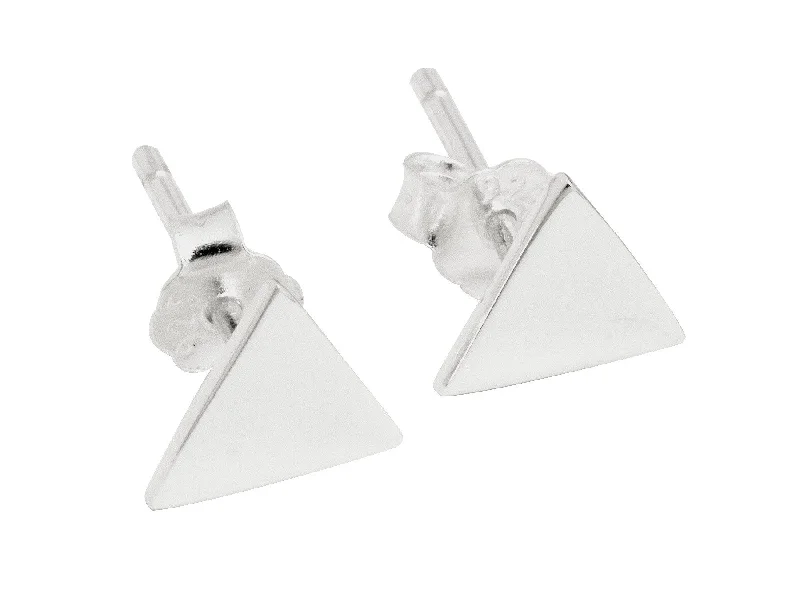 vintage-inspired ladies earrings-Tiny Triangle Stud Earrings