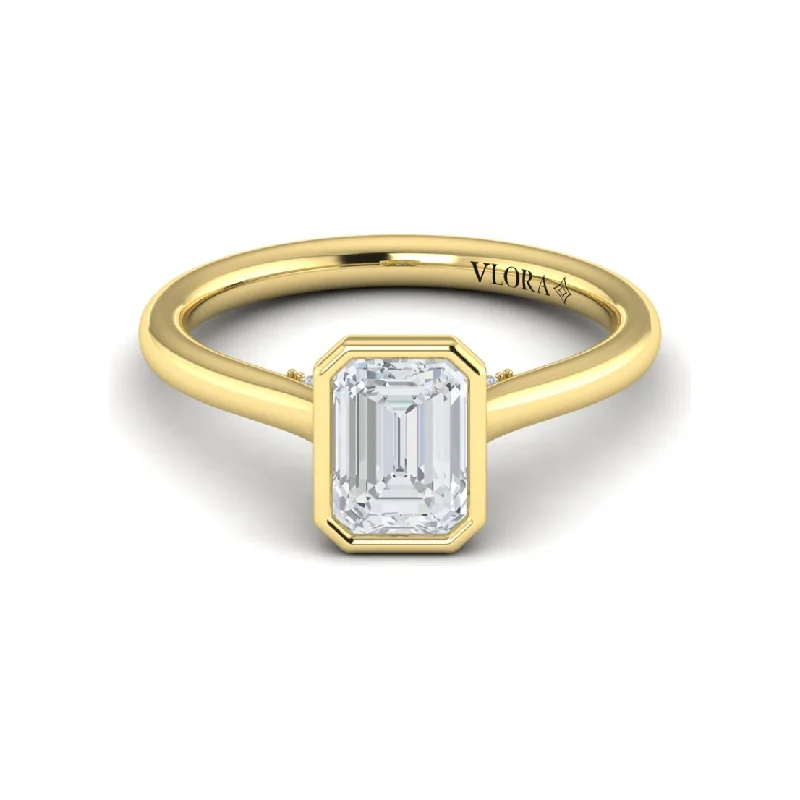 gemstone-accented ladies engagement rings-Vlora 14K Yellow Gold Emerald Bezel Solitaire Engagement Ring