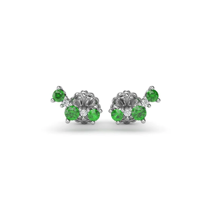 designer luxury ladies earrings-Five Stone Emerald and Diamond Climber Earrings ER1871E