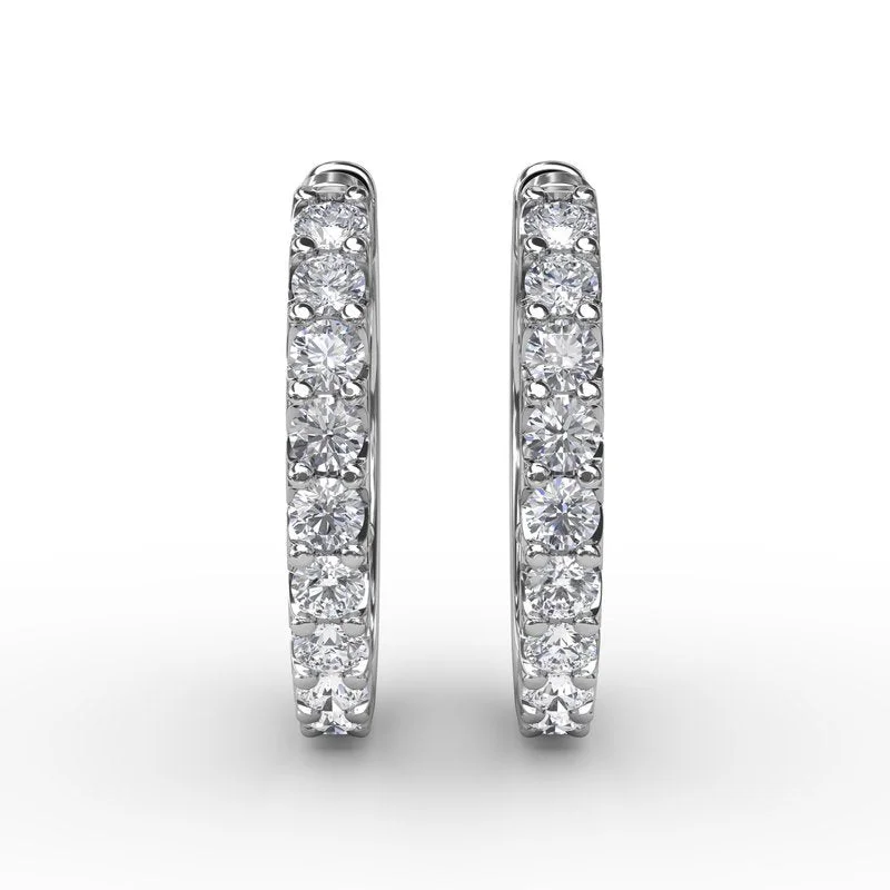 diamond cluster ladies earrings-.6ct Diamond Hoop Earrings ER4929