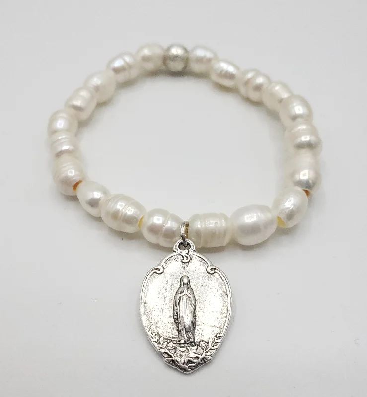 birthstone ladies bracelets & bangles-Mary's Spirit Pearl Bracelet