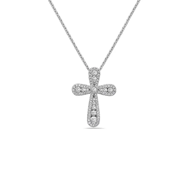 hand-stamped ladies necklace-Diamond Cross Necklace