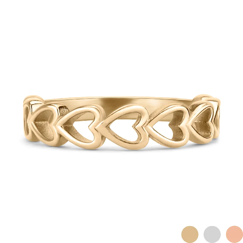 eternity band ladies ring-18K Gold PVD Stainless Steel Sideways Heart Stacking Ring / CSR0008