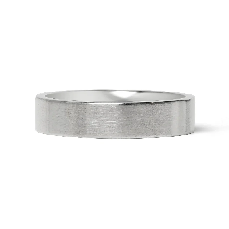 wedding band ladies ring-Stainless Steel Brushed Flat Edge Blank Ring / CFR7009